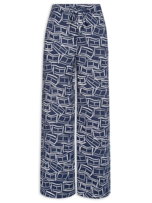 Calça Feminina Linen Pull On - Azul