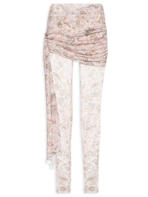 Calça Feminina Cintura Alta com Sobreposição - Rosa