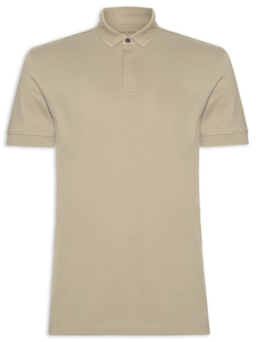 Polo Masculina Vista Coberta Em Piquet Colorfix - Bege Polo Masculina Vista Coberta Em Piquet Colorfix - Bege