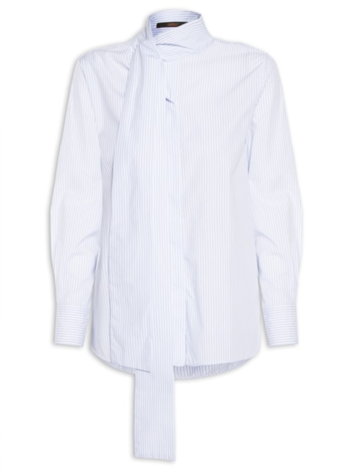 Camisa Feminina Tricoline Laço - Azul Camisa Feminina Tricoline Laço - Azul