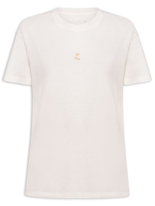 Camiseta Feminina Rosa Gold - Branco Camiseta Feminina Rosa Gold - Branco