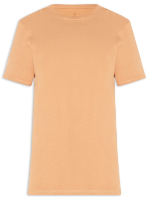 Camiseta Masculina Básica Em Algodão Egípcio Stretch - Bege Camiseta Masculina Básica Em Algodão Egípcio Stretch - Bege