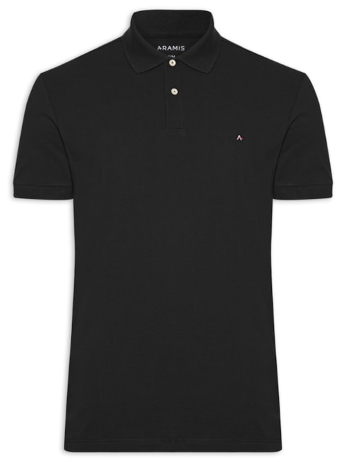 Polo Masculina Regular Fit Vista Com Detalhe Interno - Preto Polo Masculina Regular Fit Vista Com Detalhe Interno - Preto