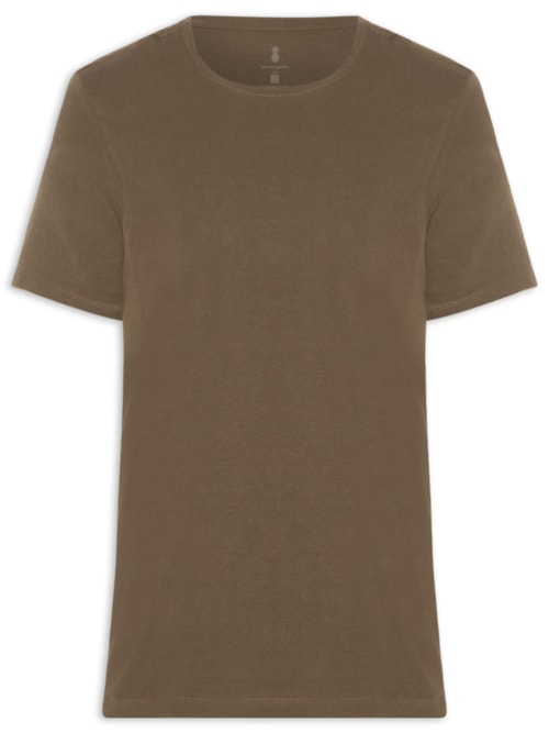 Camiseta Masculina Básica Em Algodão - Marrom