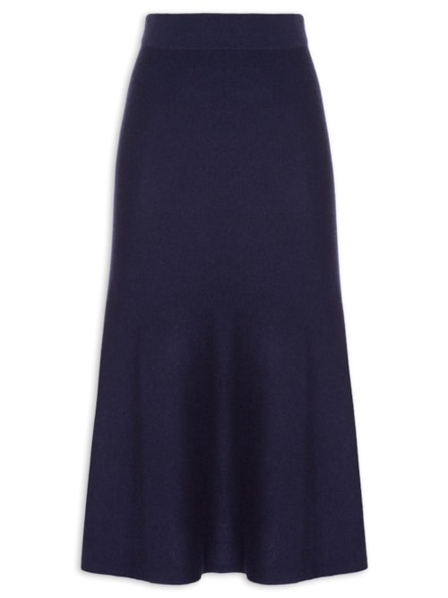 Saia Midi Com Blend De Lã E Cashmere - Azul Saia Midi Com Blend De Lã E Cashmere - Azul
