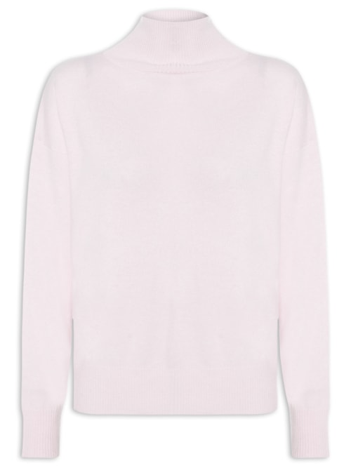 Suéter Feminino Gola Alta Com Blend De Lã E Cashmere - Rosa Suéter Feminino Gola Alta Com Blend De Lã E Cashmere - Rosa