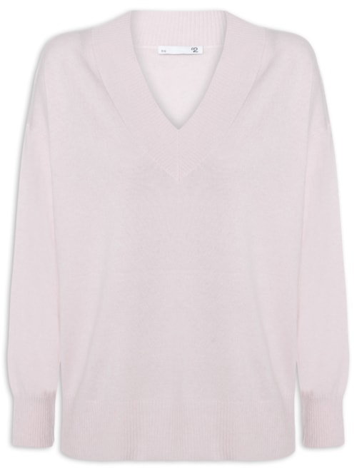 Suéter Feminino Gola V Com Blend De Lã E Cashmere - Rosa Suéter Feminino Gola V Com Blend De Lã E Cashmere - Rosa