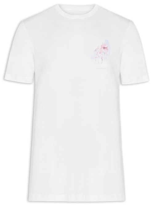 Camiseta Masculina Estampada Aquarela Polvo - Branco