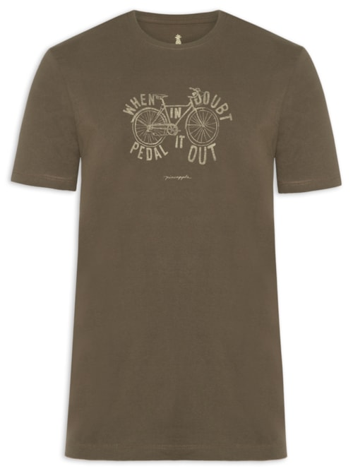 Camiseta Masculina Estampada Pedal It Out - Marrom Camiseta Masculina Estampada Pedal It Out - Marrom