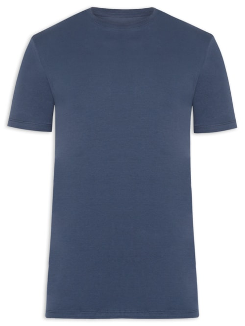 Camiseta Masculina Básica Em Algodão Egípcio Stretch - Azul Camiseta Masculina Básica Em Algodão Egípcio Stretch - Azul