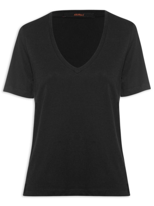 Camiseta Feminina de Algodão Pima Decote V - Preto Camiseta Feminina de Algodão Pima Decote V - Preto