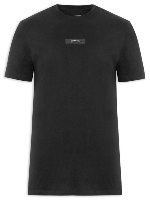 Camiseta Masculina Manga Curta CKJ Logo Leath - Preto