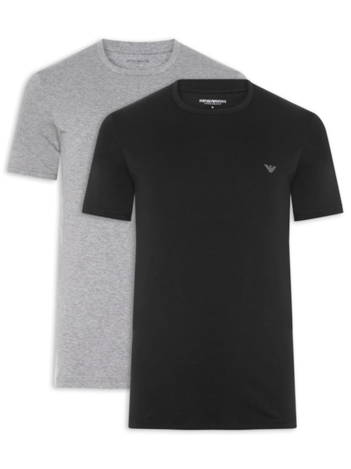 Kit 2 Camisetas Masculinas Pack Top 2 Peças - Cinza Kit 2 Camisetas Masculinas Pack Top 2 Peças - Cinza