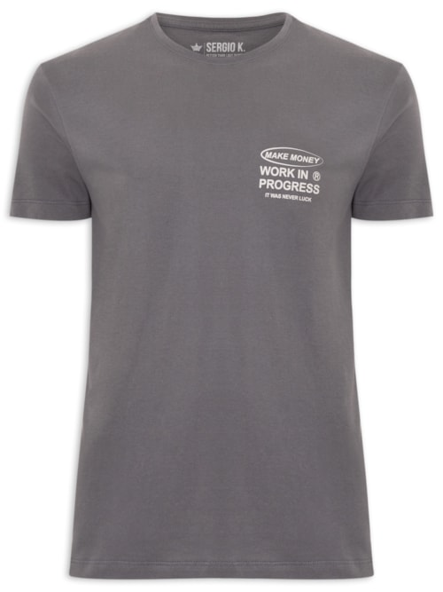 Camiseta Masculina Estampa Make Money Cinza