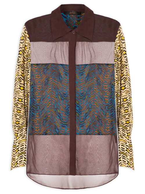 Camisa Feminina Est Geo Tigre - Animal Print Camisa Feminina Est Geo Tigre - Animal Print