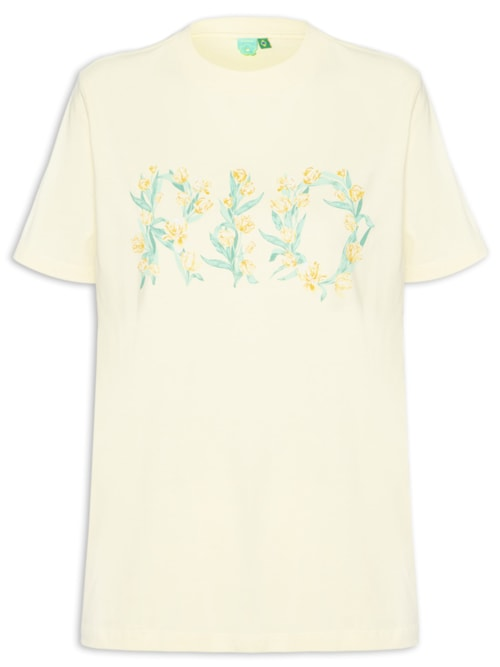 Camiseta Feminina Fit Tulipa Rio Julia - Amarelo Camiseta Feminina Fit Tulipa Rio Julia - Amarelo