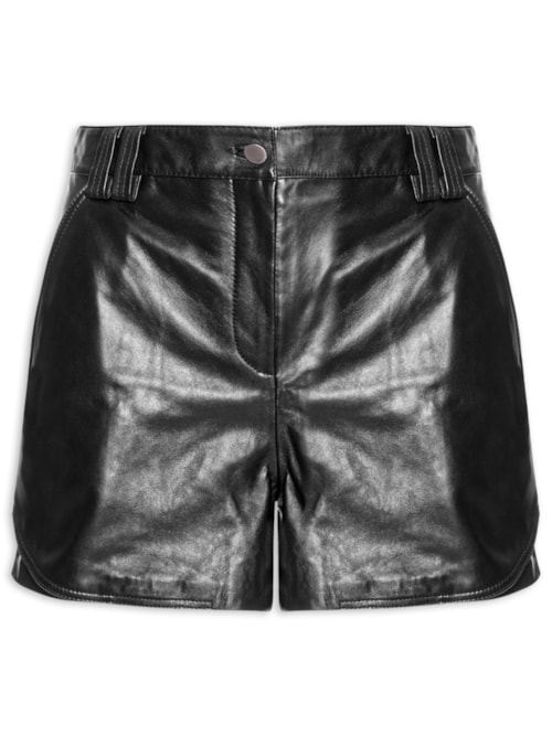 Short Feminino De Couro - Preto