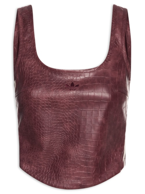 Top Feminino Pleather Corset - Marrom Top Feminino Pleather Corset - Marrom