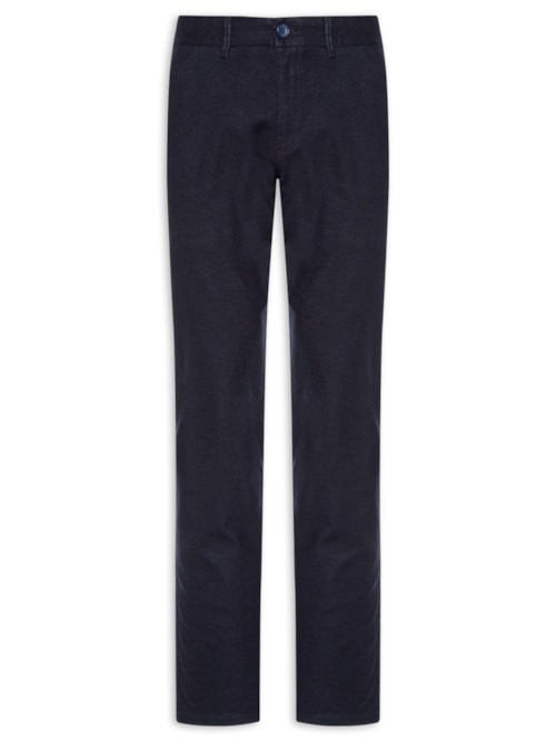Calça Masculina Blend Linho Casual Reta Azul 2 Essential