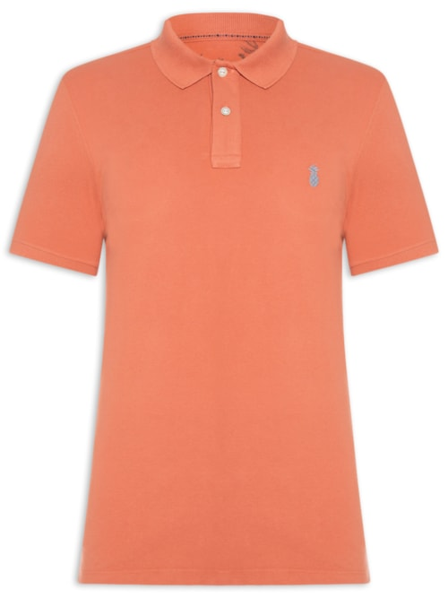 Polo Masculina Básica Summer Em Piquet De Algodão - Laranja