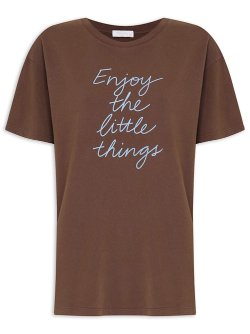 Camiseta Feminina Enjoy - Marrom Camiseta Feminina Enjoy - Marrom