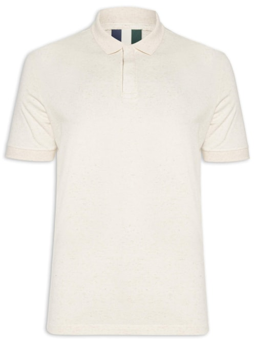 Polo Masculina Malha Favo Linho Off White