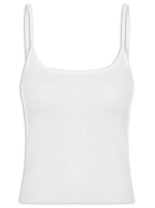 Regata Feminina Tricot Alcinha Básica Branco Regata Feminina Tricot Alcinha Básica Branco