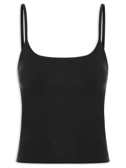 Regata Feminina Tricot Alcinha Básica Preto