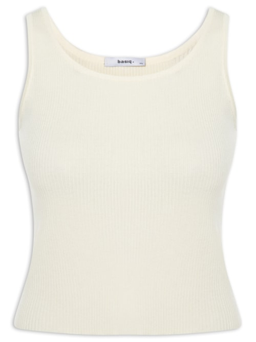Regata Feminina Tricot Básica Off White