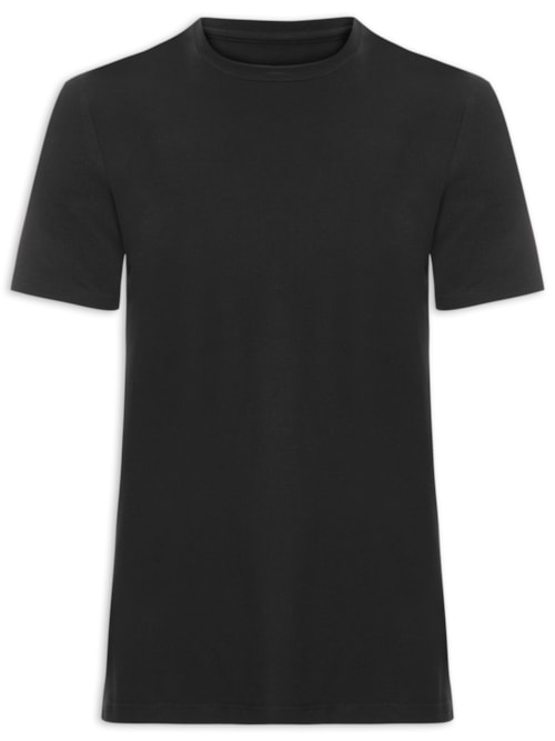 Camiseta Masculina Piquet De Algodão Com Elastano - Preto Camiseta Masculina Piquet De Algodão Com Elastano - Preto