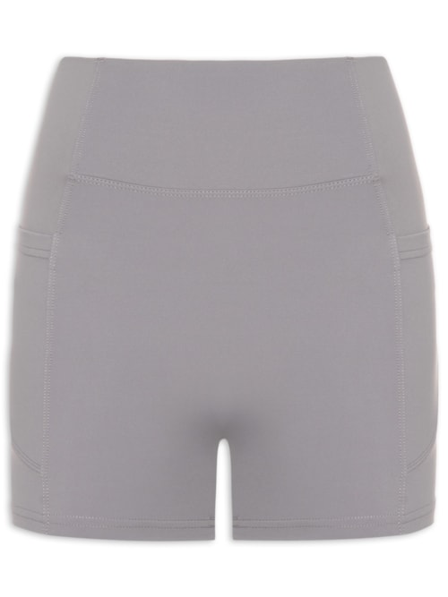 Short Feminino Fitness Com Bolso - Cinza