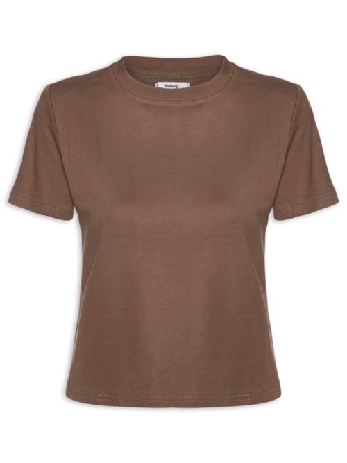 Camiseta Feminina Básica Em Malha - Marrom
