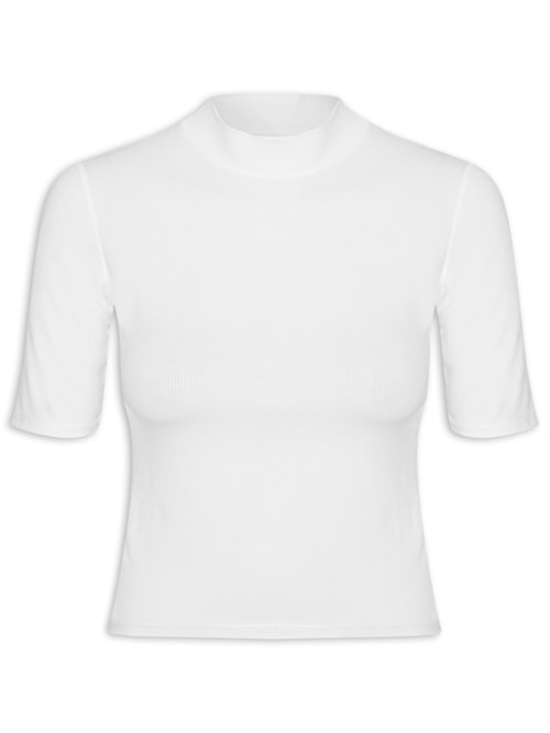 Camiseta Feminina Gola Média Manga Curta - Branco Camiseta Feminina Gola Média Manga Curta - Branco