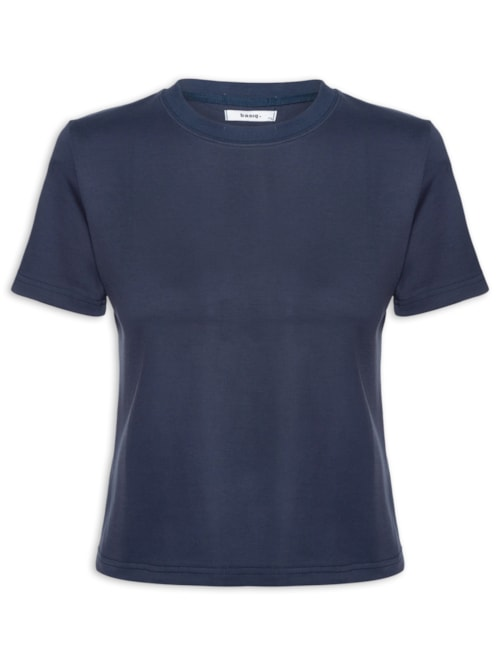 Camiseta Feminina Básica Em Malha - Azul