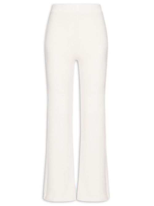 Calça Feminina Reta em Malha - Off White