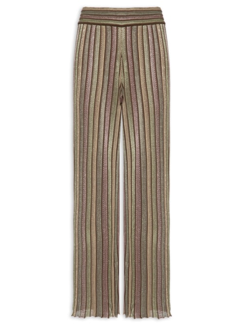 Calça Feminina Tricot Reta Multicolor - Cinza