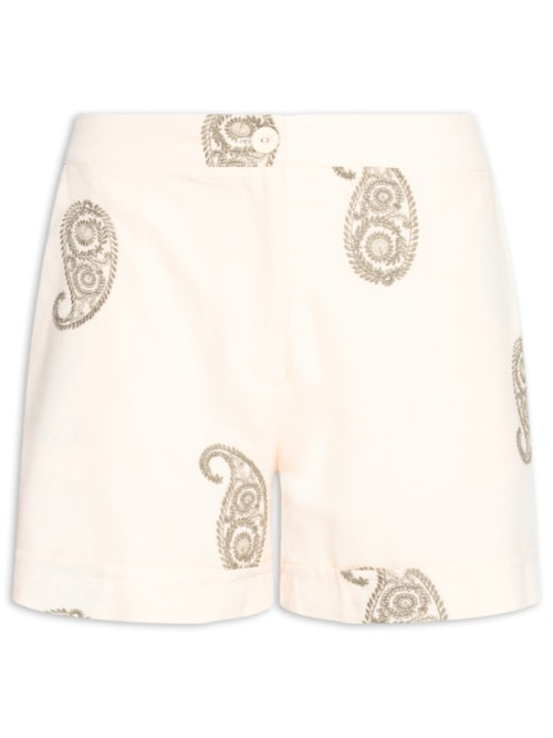 Short Feminino Bolso Bordado Alba - Bege