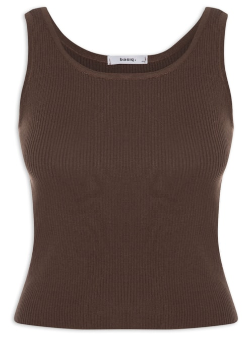 Regata Feminina Tricot Básica Marrom Regata Feminina Tricot Básica Marrom