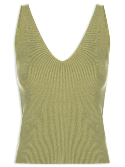 Regata Feminina Tricot Decote V Verde Regata Feminina Tricot Decote V Verde