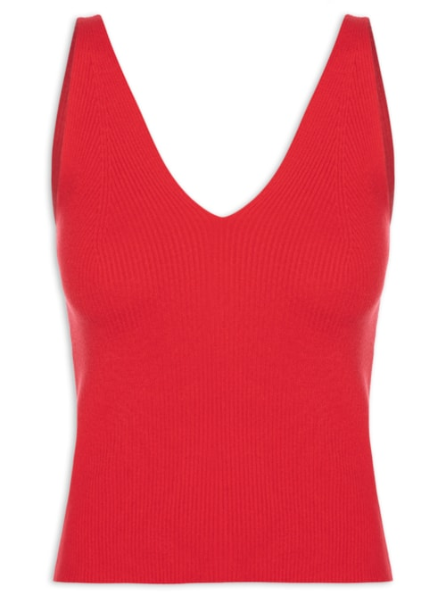 Regata Feminina Tricot Decote V Vermelho