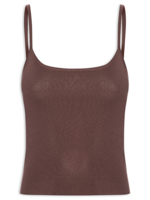 Regata Feminina Tricot Alcinha Básica Marrom