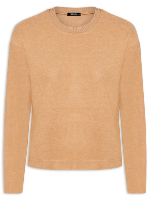 Blusa Feminina Malha Tricot Manga Longa Bege Blusa Feminina Malha Tricot Manga Longa Bege