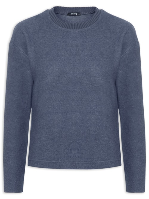 Blusa Feminina Malha Tricot Manga Longa Azul Blusa Feminina Malha Tricot Manga Longa Azul