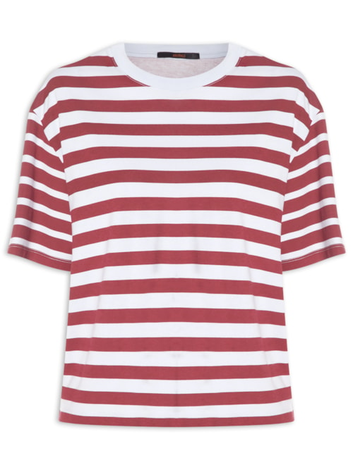 Camiseta Feminina Listras Fio Tinto - Vermelho Camiseta Feminina Listras Fio Tinto - Vermelho