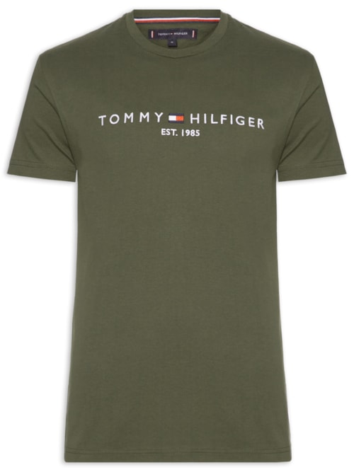 Camiseta Masculina Regular Fit Core Tommy Logo - Verde