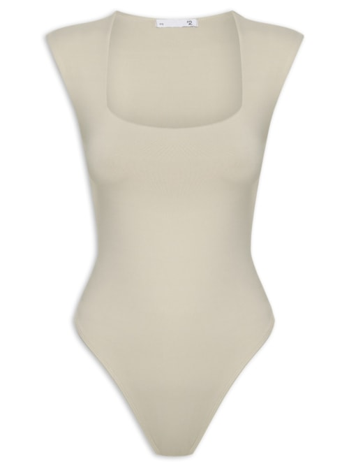 Body Feminino Decote Reto - Bege Body Feminino Decote Reto - Bege
