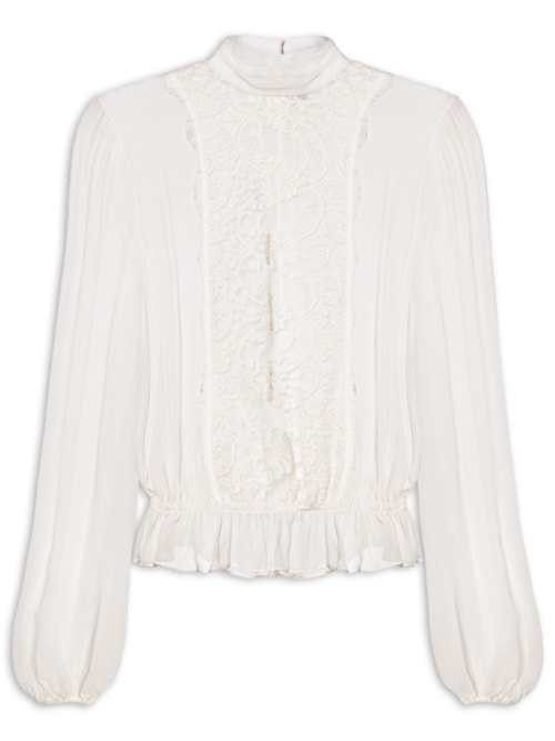 Blusa Feminina Liva Com Renda - Branco Blusa Feminina Liva Com Renda - Branco