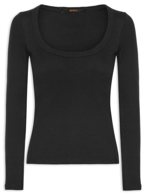 Blusa Feminina Ribana Manga Longa - Preto