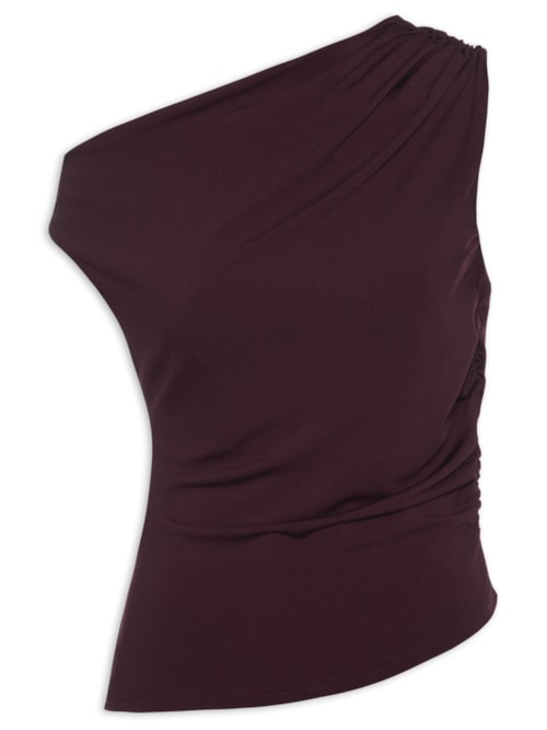 Blusa Feminina Drapeada Ombro Único Vermelho