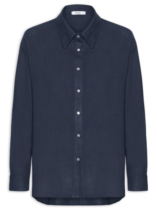 Camisa Feminina Básica Azul Camisa Feminina Básica Azul